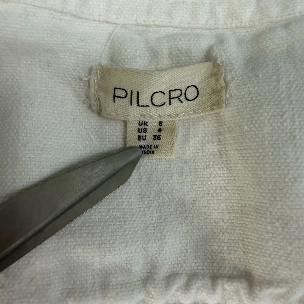 Pilcro Feminine White Cotton Pencil Dress Size 4 Sleeveless Ruffled Sleeve - Picture 7 of 9